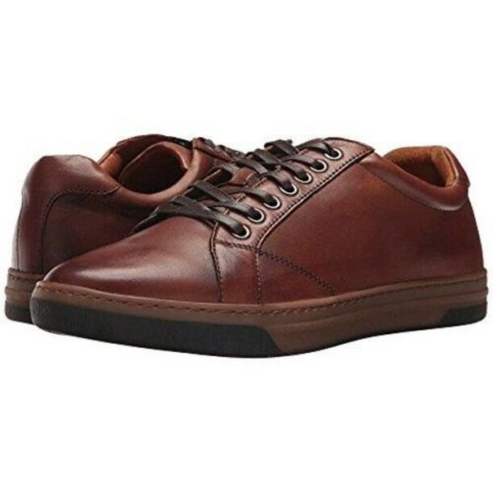 JOHNSTON & MURPHY FENTON LACE-UP leather sneakers men brown 9.5 M rts$139 Oxford - Picture 1 of 8